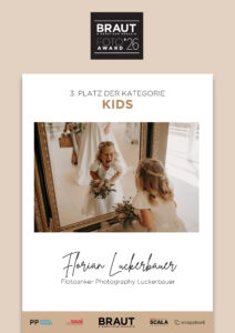 Urkunde Braut Foto Award 2026, 3. Platz Kategorie Kids, Florian Luckerbauer